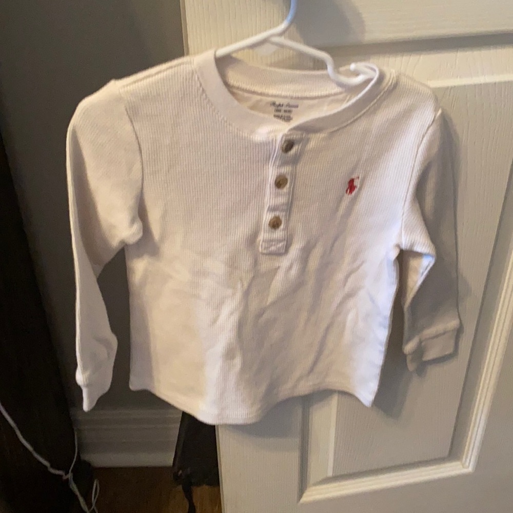 Cream Polo long sleeve thermal shirt